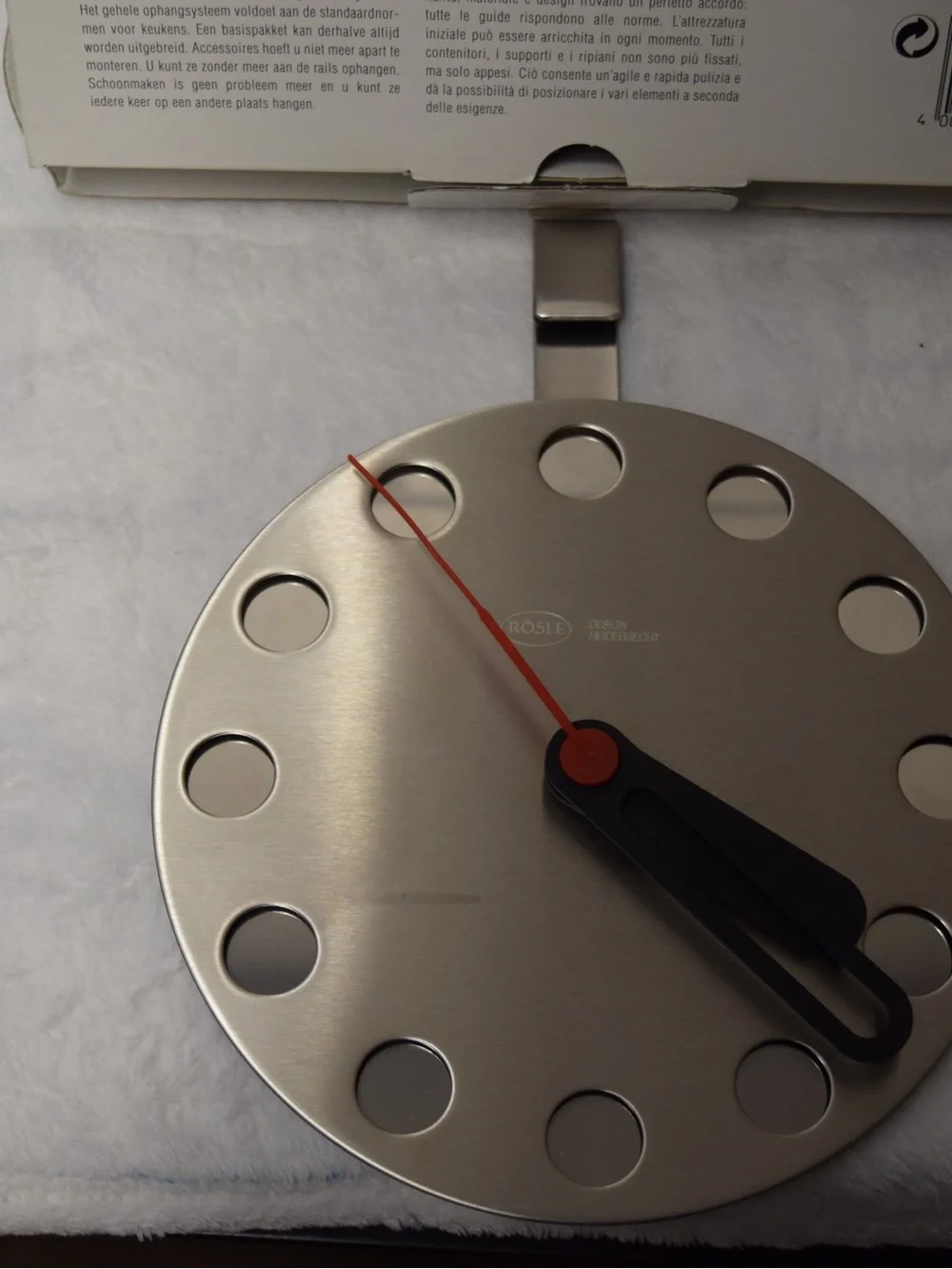 WORKS Vintage RÖSLE Kitchen Stainless Steel Wall Clock 19100 Heidebrecht Germany